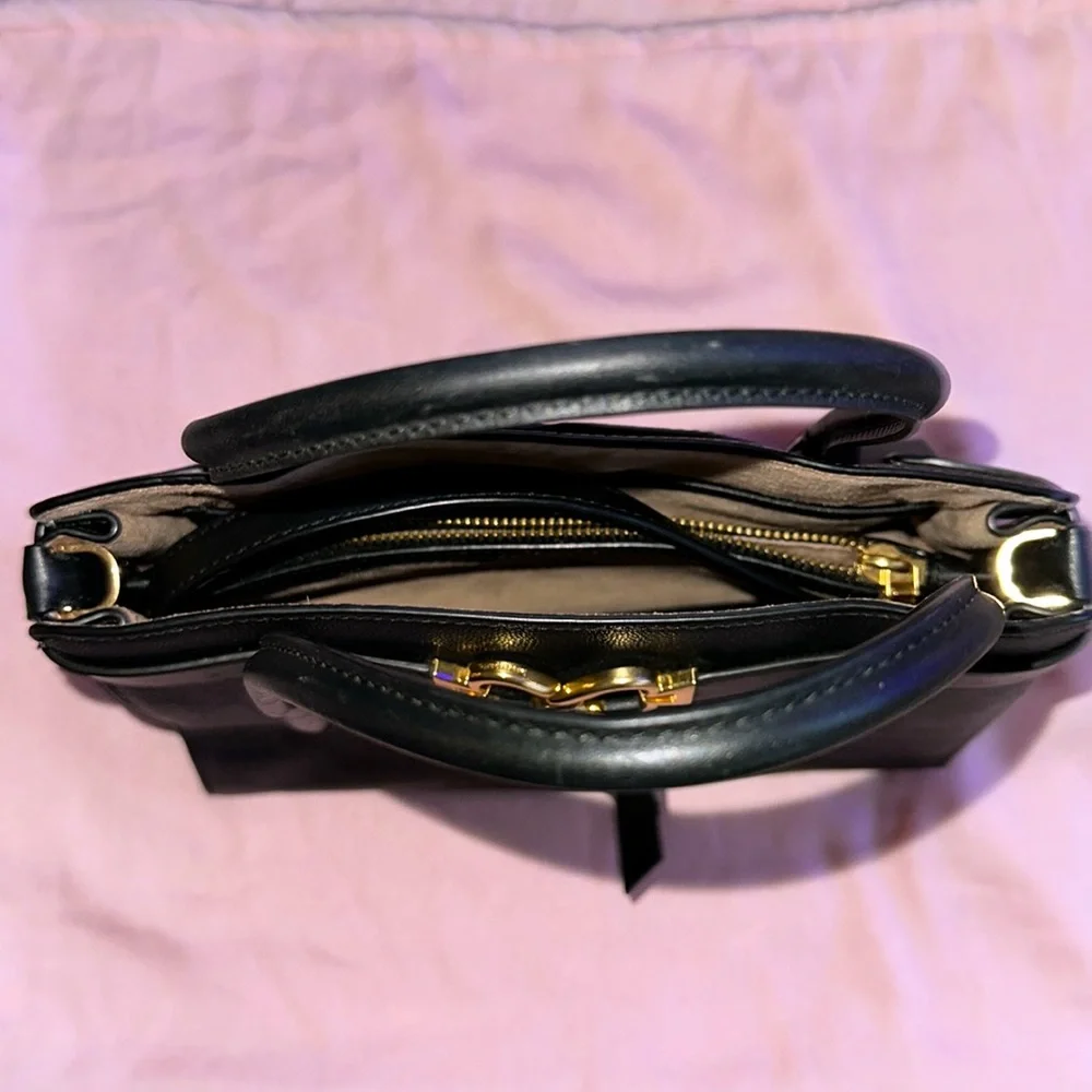 kate spade Black Pebbled Leather Satchel with Gold Hardware